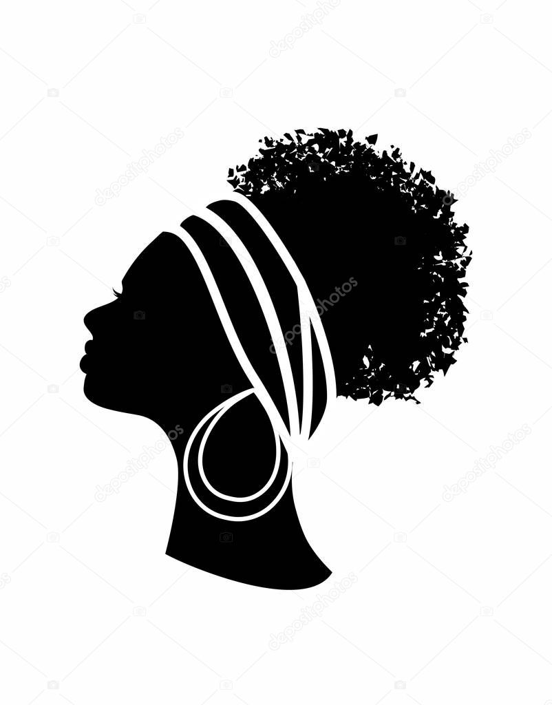 Head profile of young black modern woman