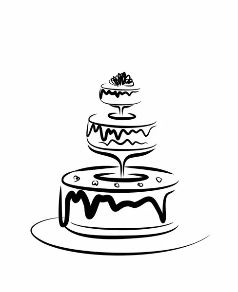 エレガントな装飾が施されたケーキのシルエット — ストックベクタ