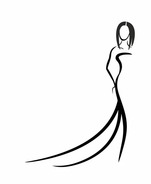 Dame Eleganten Abendkleid — Stockvektor