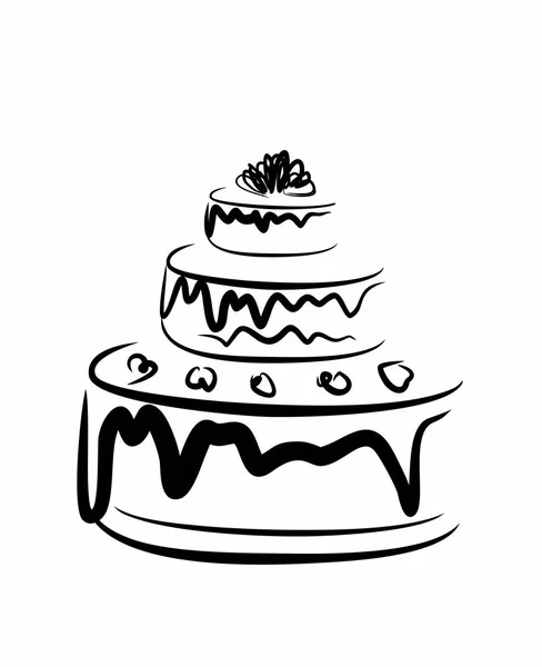 Silhouette Elegantly Decorated Cake — Stock Vector