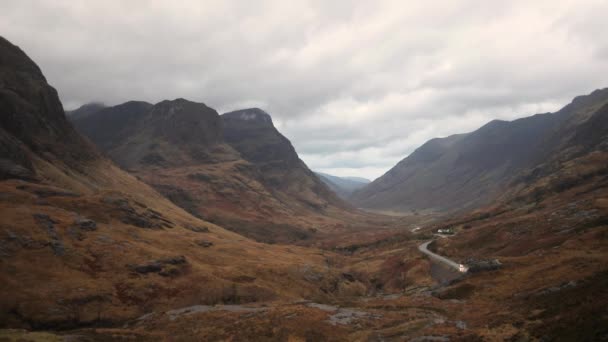 Vista Panoramica Degli Altopiani Scozia Time Lapse Tempo Turbolento Negli — Video Stock