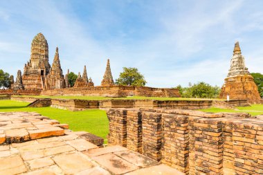 Ayutthaya, Tayland, eski Tarih Parkı tapınaklarda mahveder. Bangkok yakınındaki şehirde Wat Phra Si Sanphet Budist Tapınağı. Tarih ve din kavramları.