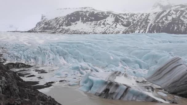 Vista Panorámica Del Glaciar Skaftafell Día Nublado Hermosa Escena Islandia — Vídeos de Stock