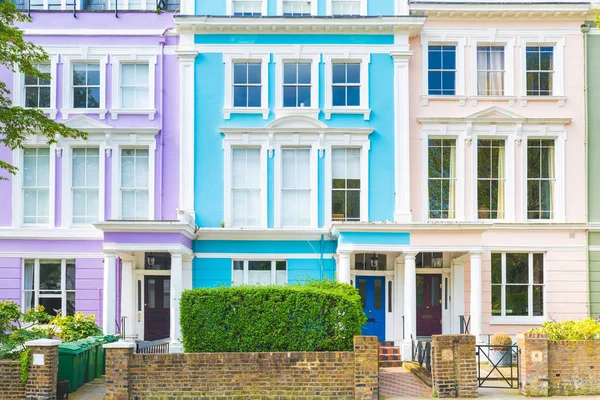 Colorful row of houses in London on a sunny day