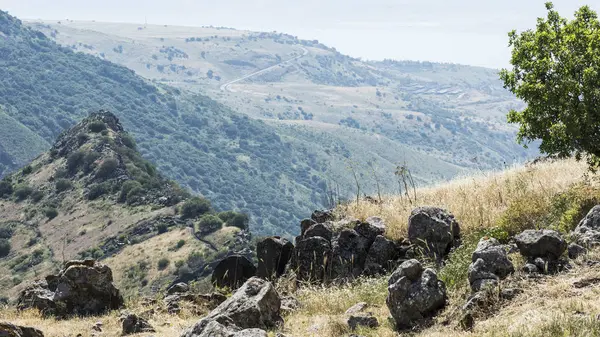 Gamla Rezerwat Przyrody Położony Wzgórzach Golan Izraelu Widok Archeologicznych Jezioro — Zdjęcie stockowe