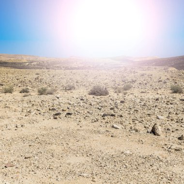 Negev Çölü İsrail kayalık hills adlı gündoğumu. Nefes kesici manzara çöl kaya oluşumları Güney İsrail Çölü'nde.