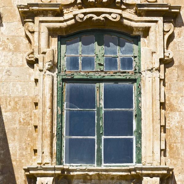 Edificio Con Ventana Tradicional Maltesa Parte Histórica Valeta — Foto de Stock