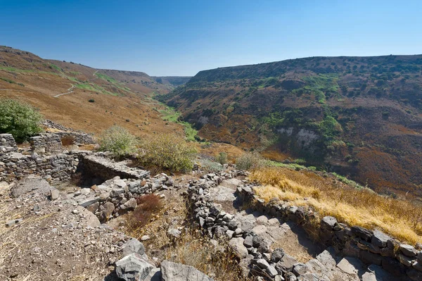 イスラエルのゴラン高原に位置するガムラ自然保護区 考古学遺跡の眺め — ストック写真
