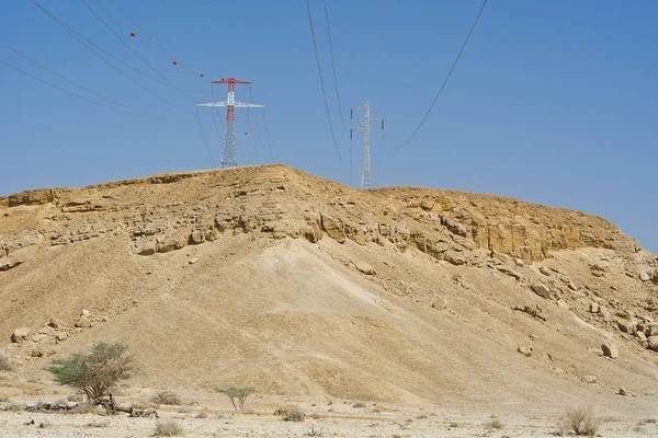 Desolada Infinidade Das Colinas Rochosas Deserto Negev Israel Linhas Alimentação — Fotografia de Stock