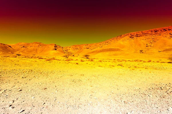 이스라엘의 사막에 바위투성이 언덕들의 색깔들 숨막힐 — 스톡 사진