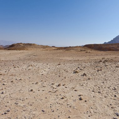 İsrail 'deki Negev Çölü' nün kayalık tepelerinin sonsuz fantezisi. Ortadoğu 'nun nefes kesici manzarası ve doğası.
