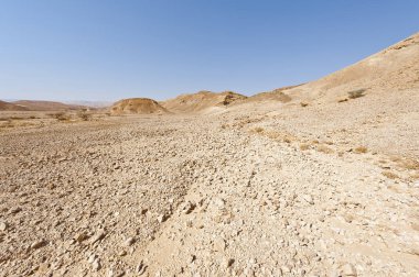 İsrail 'deki Negev Çölü' nün kayalık tepelerinin melankolik ve boşluğu. Ortadoğu 'nun nefes kesici manzarası ve doğası.