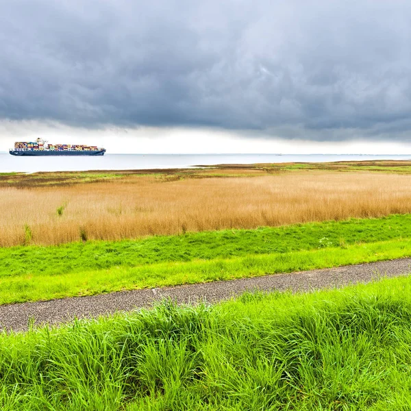 Velká Loď Navigaci Severním Moři Holandsku Containership Směřuje Severní Moře — Stock fotografie