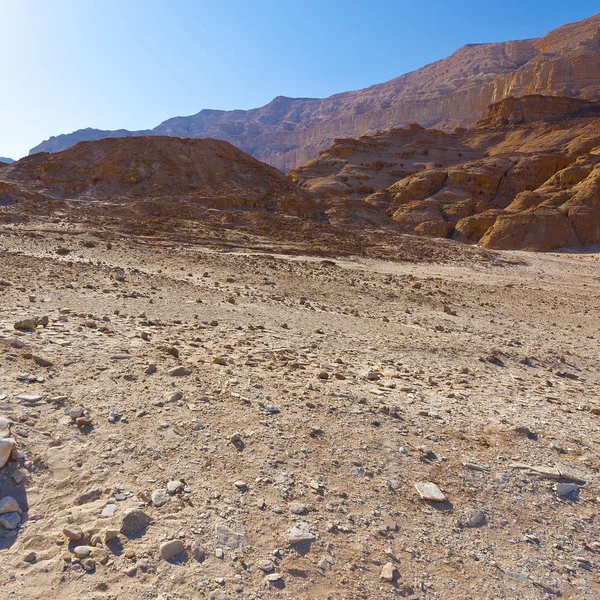 イスラエルのネゲヴ砂漠の岩場の丘の無限のファンタジー 中東の息をのむような風景と自然 — ストック写真