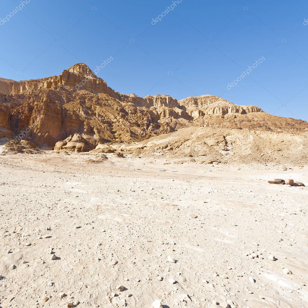 Infinite fantasy of the rocky hills of the Negev Desert in Israel. Breathtaking landscape and nature of the Middle East.