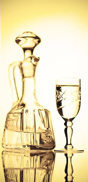 Elegant Glass Alcoholic Drinks Reflective Surface Retro Style — Stock Photo, Image