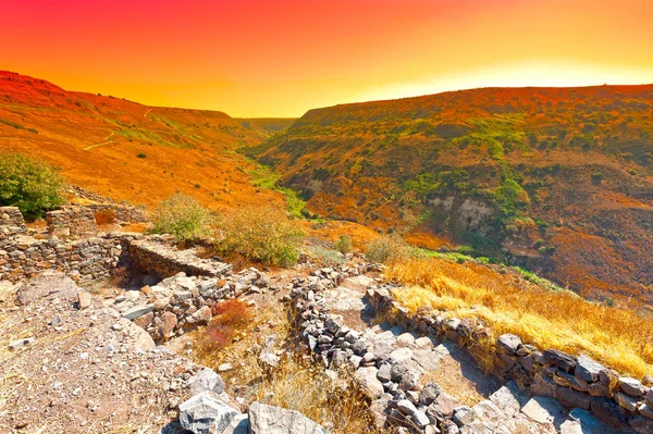 Gamla Přírodní Rezervace Nachází Golanských Výšin Izraeli Pohled Archeologických Nalezišť — Stock fotografie