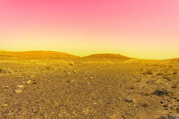 Gün Batımında Srail Deki Negev Çölü Nün Rocky Tepeleri Güney — Stok fotoğraf