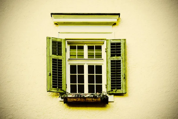 Janela Típica Uma Casa Uma Pequena Cidade Áustria Casa Cidade — Fotografia de Stock