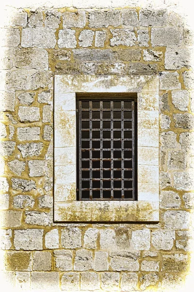 Закрытое окно в Старом Акре — стоковое фото