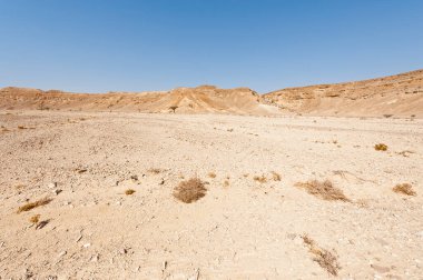 İsrail 'deki Negev Çölü' nün kayalık tepelerinin melankolik ve boşluğu. Ortadoğu 'nun nefes kesici manzarası ve doğası.