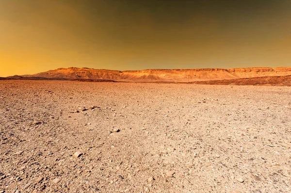 Klippiga Kullar Negevöknen Israel Vid Solnedgången Häpnadsväckande Landskap Klippformationer Södra — Stockfoto