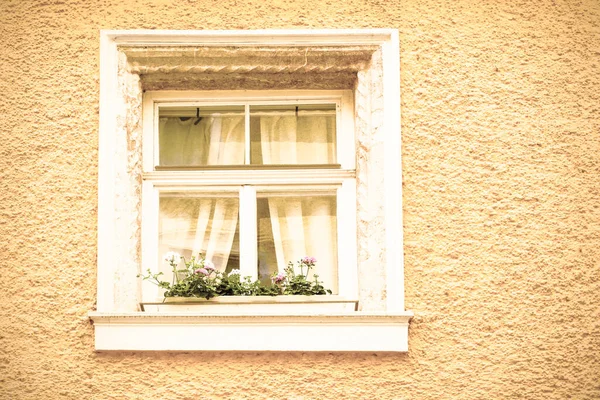 Tipikus Ablakok Egy Ausztriai Kisvárosban Otthon Osztrák Város Gmunden Egy — Stock Fotó