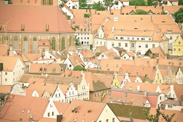 Het Historische Centrum Van Beierse Stad Landshut Betegelde Daken Van — Stockfoto