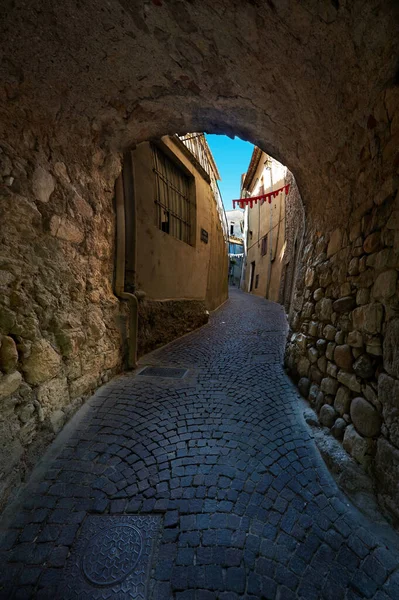 Stone Arch Narrow Street Medieval French City Retro Style — Stock Photo, Image