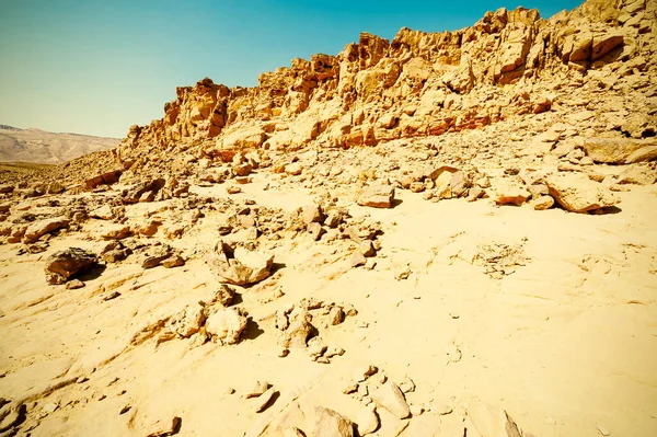 Εκπληκτικό Τοπίο Των Πετρωμάτων Στην Έρημο Του Ισραήλ Dusty Βουνά — Φωτογραφία Αρχείου