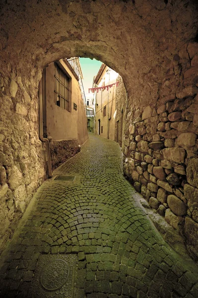 Stone Arch Narrow Street Medieval French City Retro Style — Stock Photo, Image