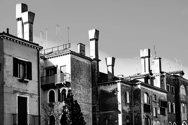 Cultura Italiana Fachadas Venezianas Preto Branco Veneza Rica Pobre Bem — Fotografia de Stock