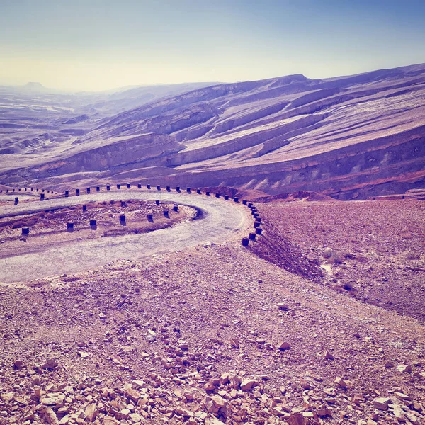 Meandering Road Zand Heuvels Van Judean Mountains Israël Instagram Effect — Stockfoto
