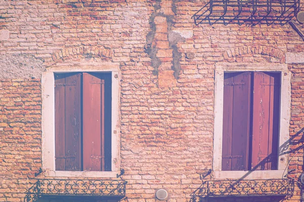 Cultura Italiana Sulle Facciate Veneziane Effetto Colore Sbiadito Venezia Ricca — Foto Stock