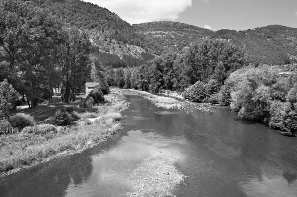 Paysage Déserté France Noir Blanc Manque Touristes Sur Les Rives — Photo