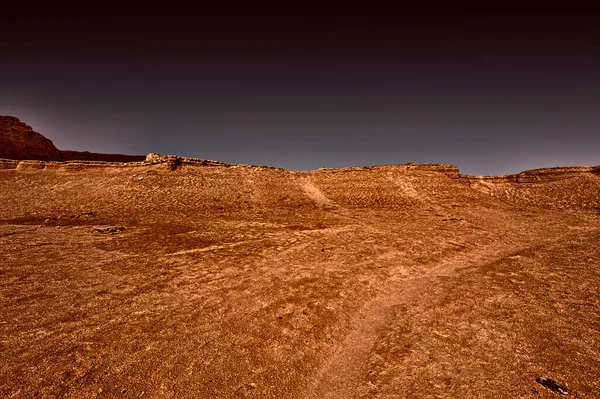 Colinas Rochosas Deserto Negev Israel Pôr Sol Formações Rochosas Esculpidas — Fotografia de Stock