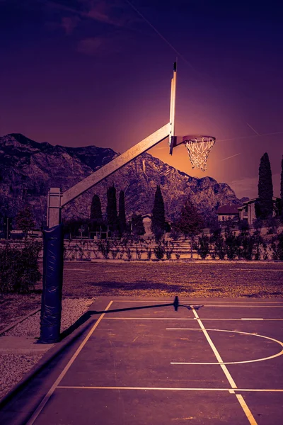 Deserted Sports Field Shores Lake Garda Italy Dawn Contemporary Style — Stock Photo, Image