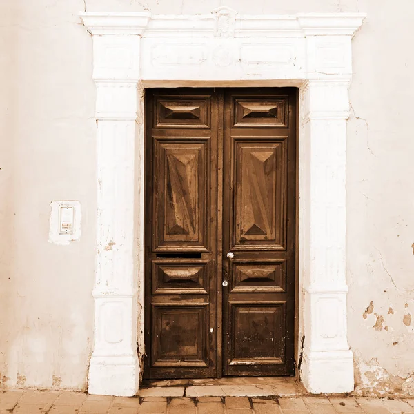 Wooden Door Tel Aviv Vintage Style Sepia — Stock Photo, Image