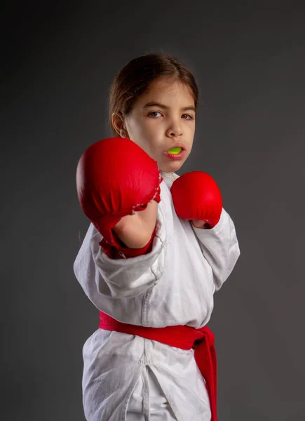 Karate kid strikes — Stock Photo, Image