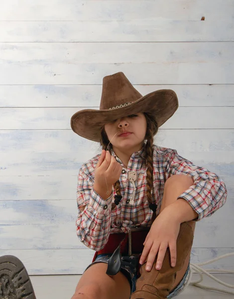 Kleine cowboy meisje — Stockfoto