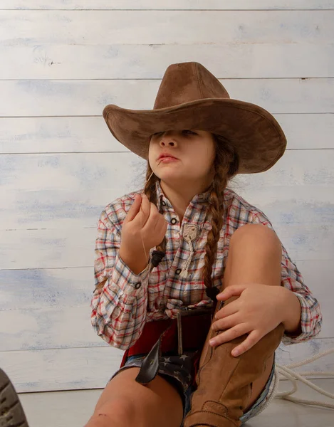 Menina Cowboy pouco — Fotografia de Stock