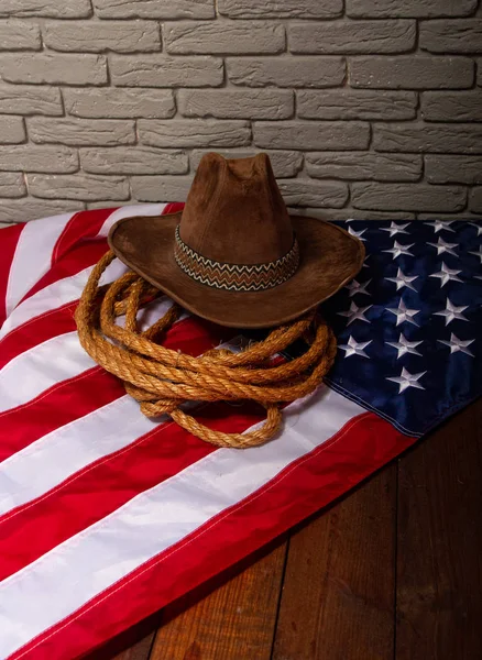 牛仔美国国旗 — 图库照片