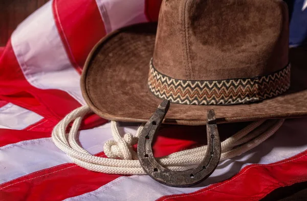 Chapéu de bandeira e ferradura — Fotografia de Stock