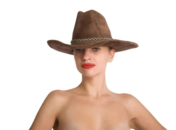 Girl cowboy hat — Stockfoto
