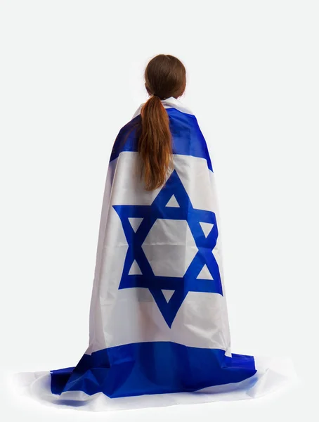 Menina judia com uma bandeira — Fotografia de Stock
