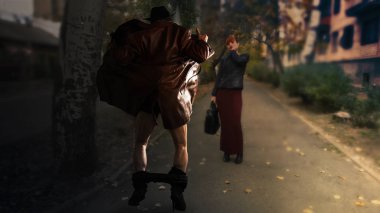 teşhirci korkutuyor geçenler