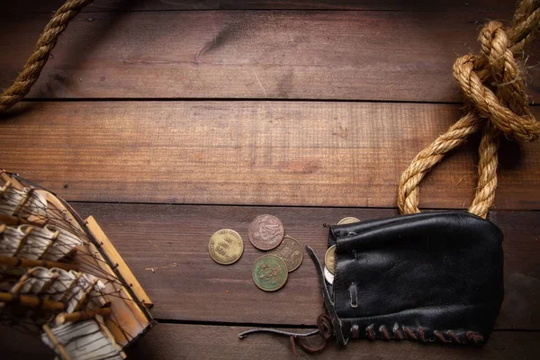 Old pirate purse — Stock Photo, Image