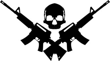 skull two rifles clipart