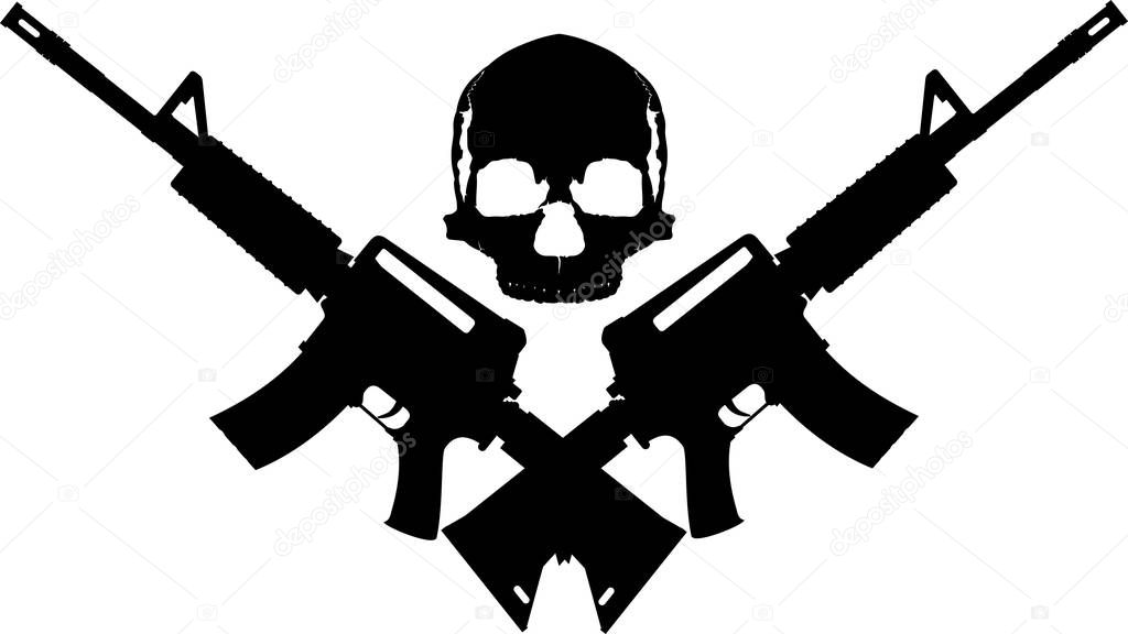 skull two rifles