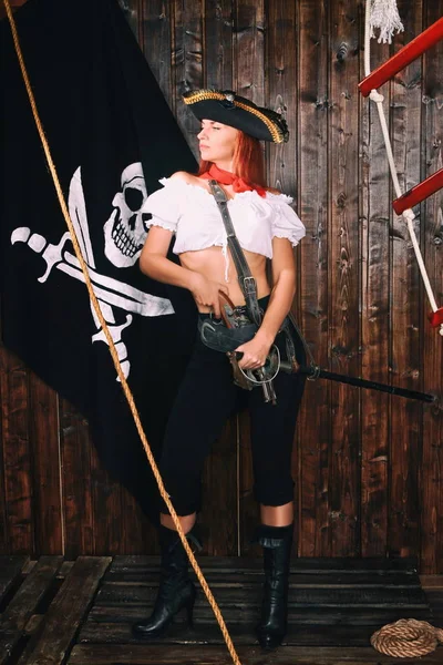 Menina pirata capitão — Fotografia de Stock